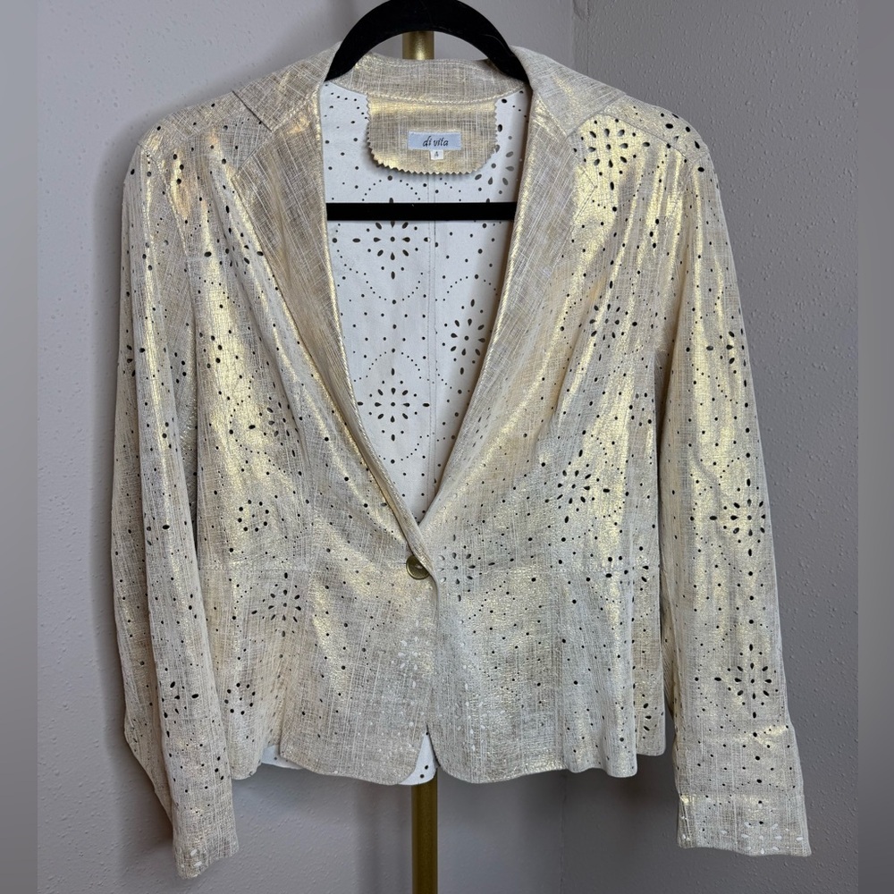Di Vita Genuine Suede Metallic Cut Out Blazer